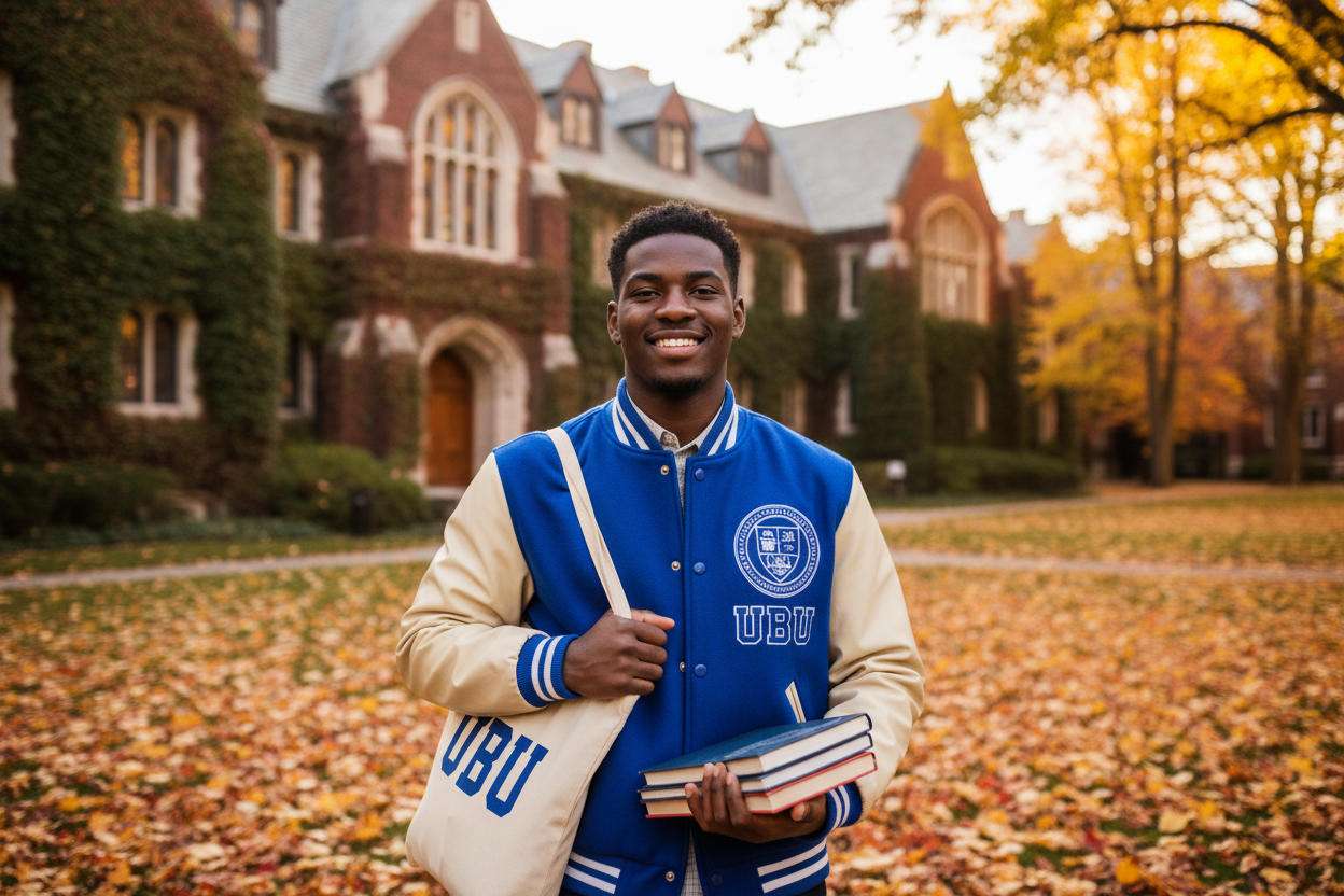 Black Student in UBU Varsity Jacket