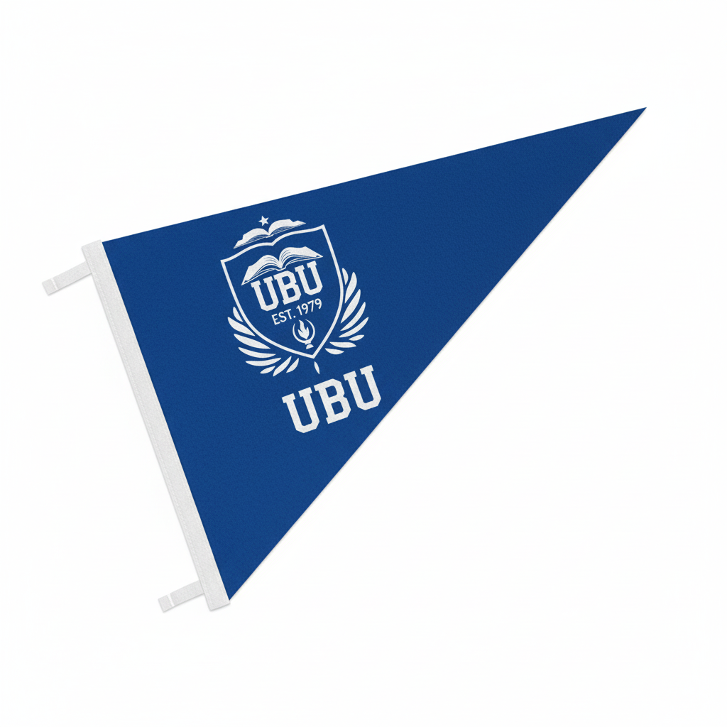 UBU Pennant in royal blue with white crest