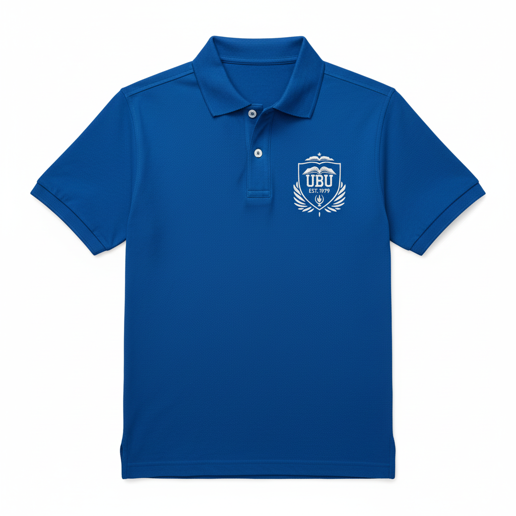 UBU Polo Shirt in royal blue with embroidered crest