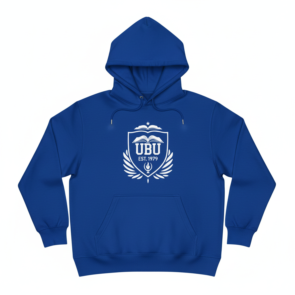 UBU Classic Hoodie in royal blue with university crest